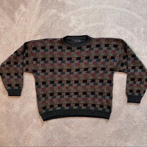 VTG 90s Protege Collection Multi Color Knit Cosby/Biggie Dad Pullover Sweater XL